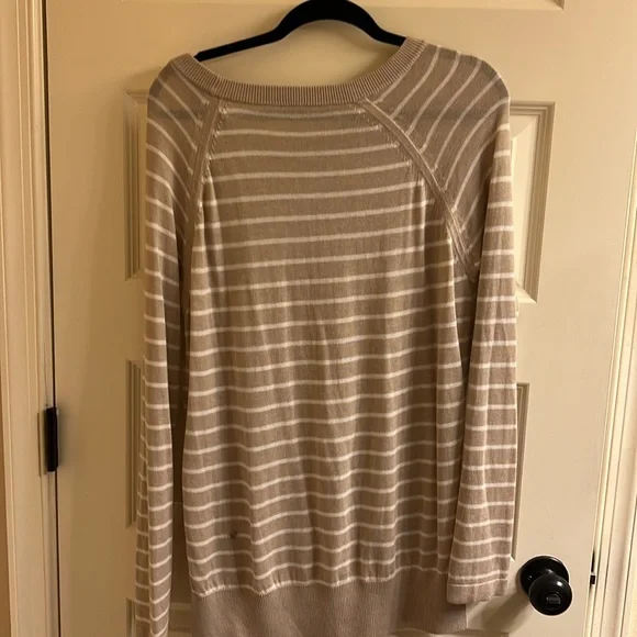 EUC Lululemon Post Savasana Striped Tan White Pullover Sweater- Size 6 - Picture 11 of 13